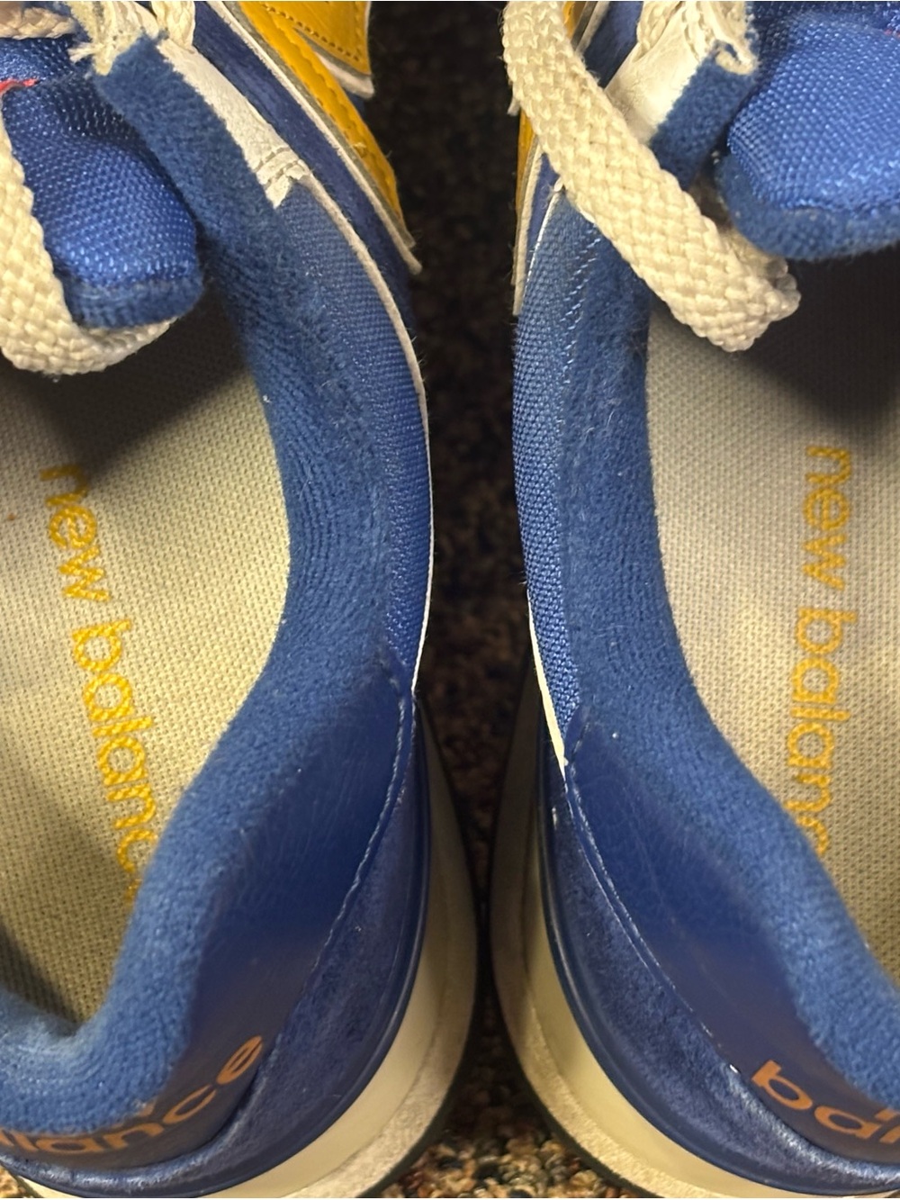 New Balance Blue and Yellow 574 Sneakers with White Laces - Picture 6 of 8